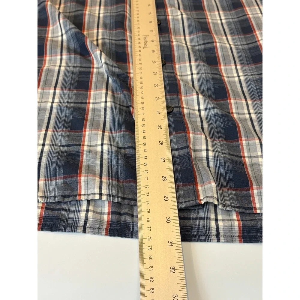 North Face Mens Plaid Button Down Short Sleeve Shirt XL Blue Classic Outdoors